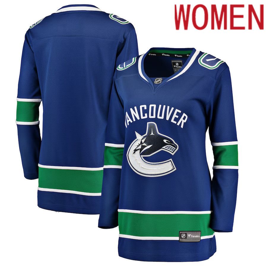 Women Vancouver Canucks Fanatics Branded Blue Breakaway Home NHL Jersey->women nhl jersey->Women Jersey